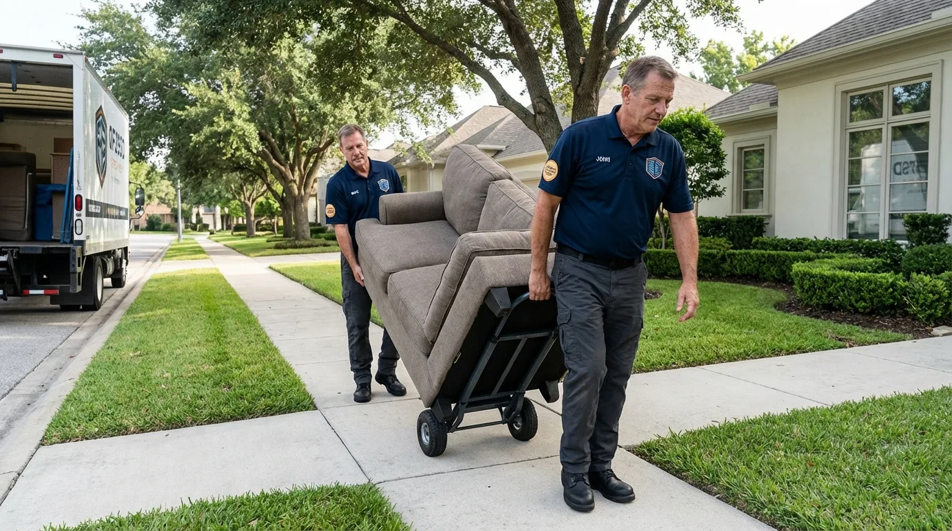 Local residential moving crew loading furniture in Mequon, WI